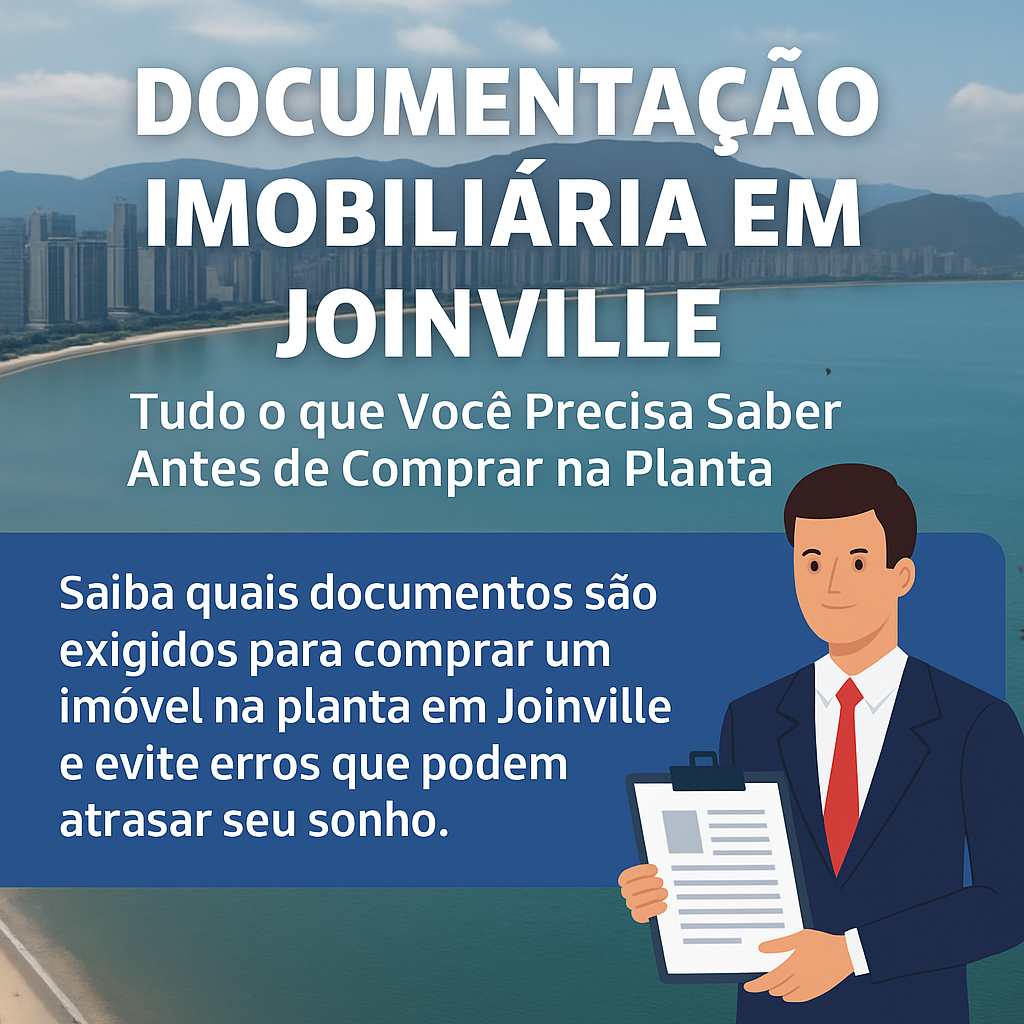 Documentação imobiliária em Joinville — corretor Marlon orienta comprador de imóvel na planta.