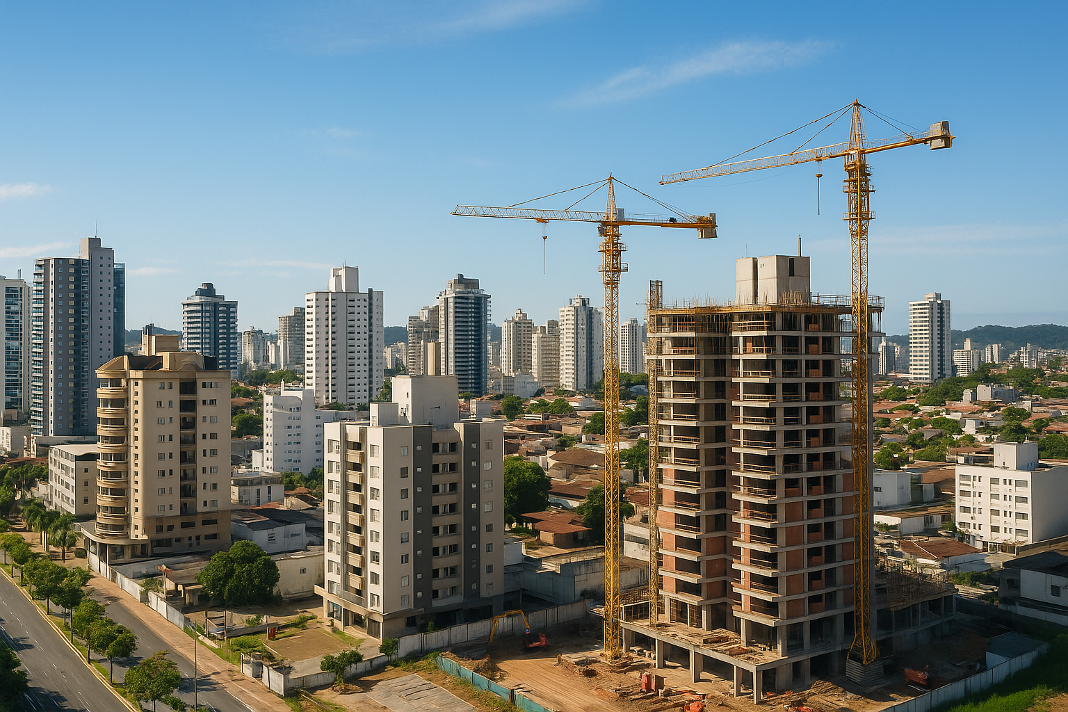Vista panorâmica de Joinville com prédios modernos, simbolizando o crescimento e investimento em imóveis na planta em 2025.